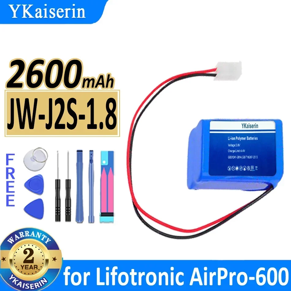 2600mAh Air Purifier Battery for Lifotronic AirPro-600 JW-J2S-1.8, Reliable Replacement Battery