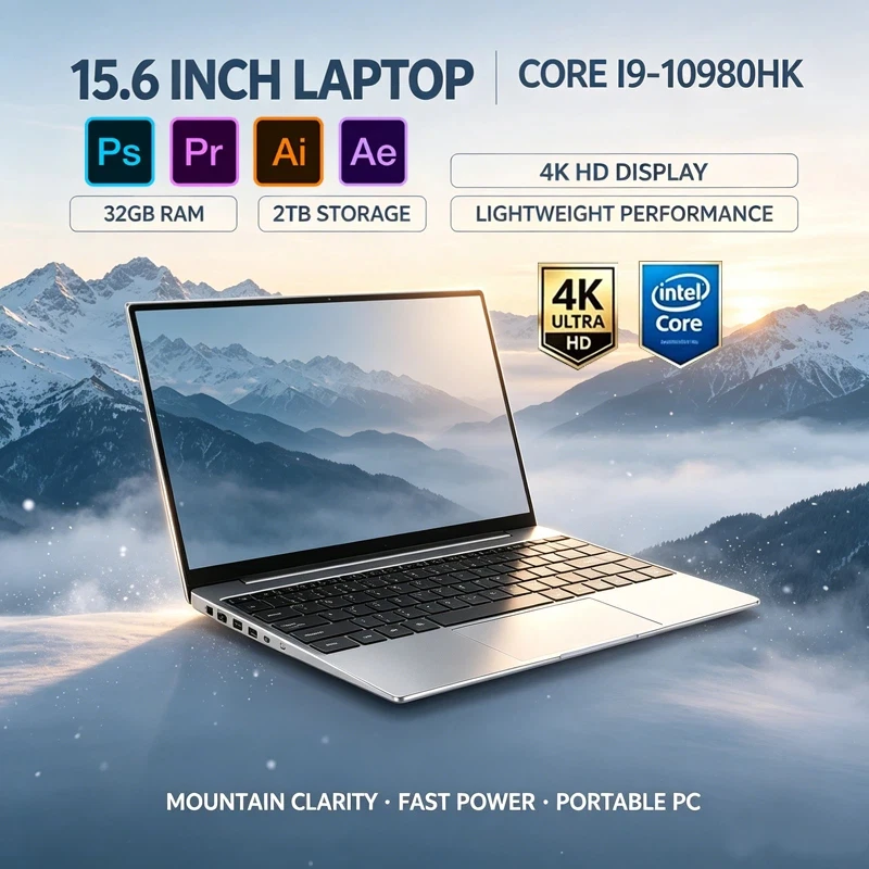 15.6" Notebook Intel Core I9-10980HK,32GB 2TB SSD,4K HD Backlit Keyboard Fingerprint Win11 Pro WiFi6 BT5.2 Gaming Office Laptop