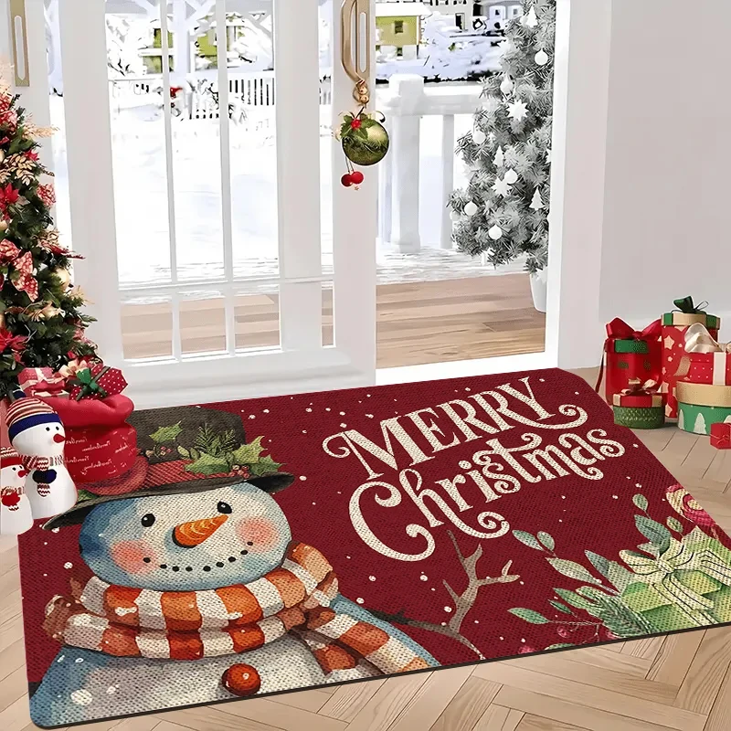 

Christmas doormat, made of flannel, washable, Christmas decorative entrance mat, suitable for rooms and bathrooms
