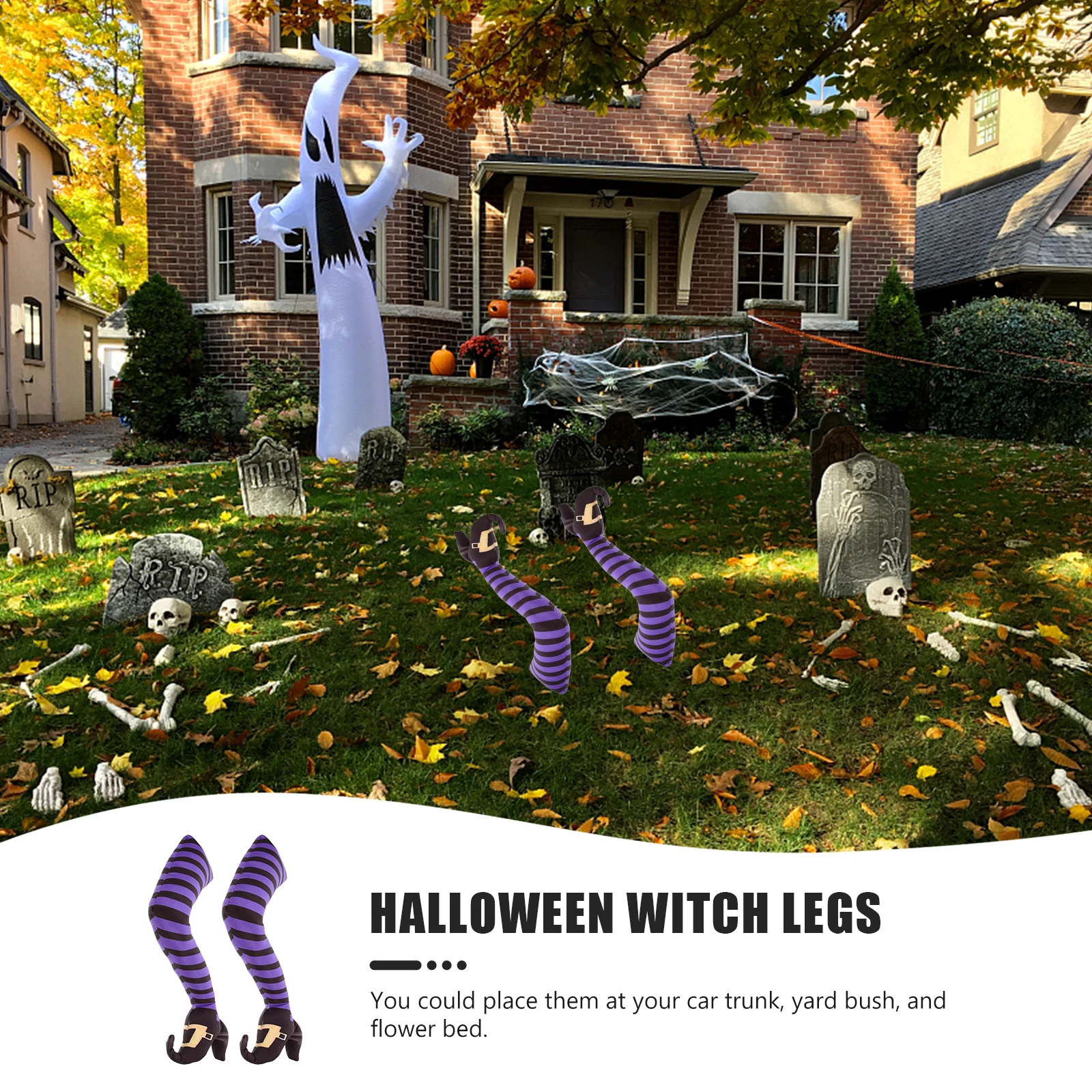 

1Pair Halloween Themed Witch Legs Decor Eye-Catching Substantial Reusable Car Trunk Bush Flower Bed Haunted House Adornment