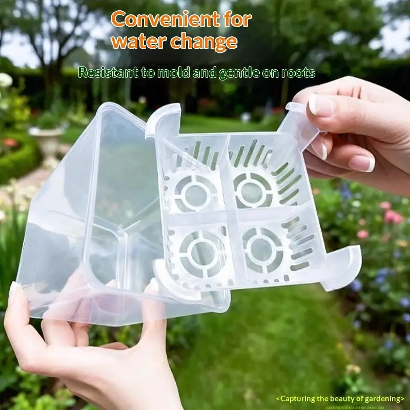 

Гидропонные контейнеры с дышащей опорной корзиной для выращивания тюльпанов, гидропонный цветочный горшок с 4 отверстиями, безземельный цветочный горшок для домашнего декора