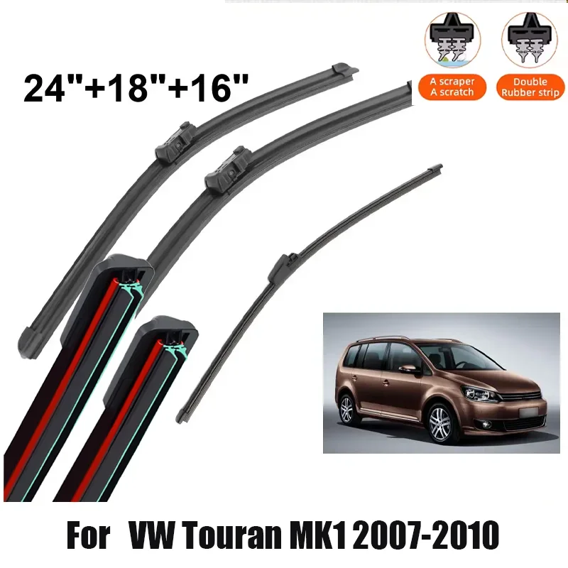 

Car Wiper For VW Touran MK1 2007-2010 Front Rear Wiper Blades Brushes Auto Accessories Mute 2007 2008 2009 2010