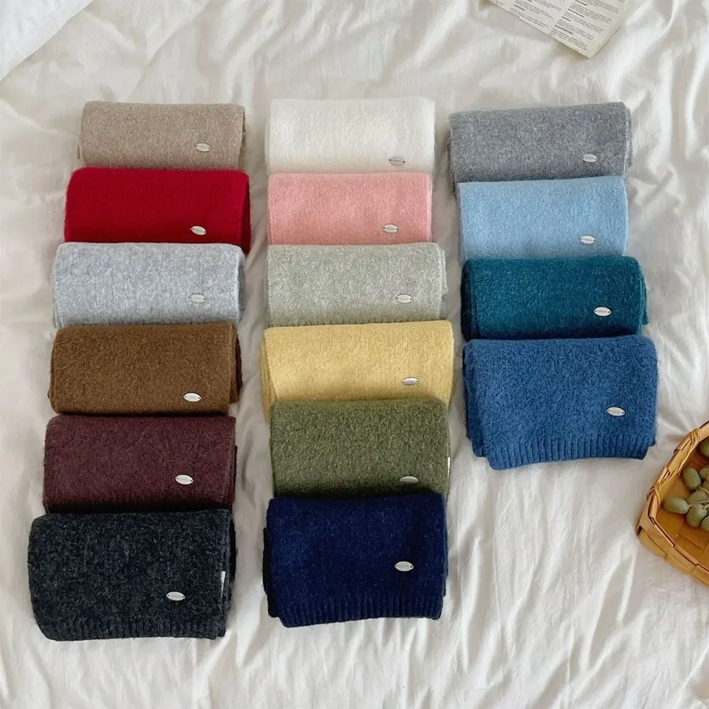 أزياء الشتاء الدافئ وشاح بلون الصوف وشاح متماسكة رشاقته لينة الرقبة الحرس شال النساء الرجال #5