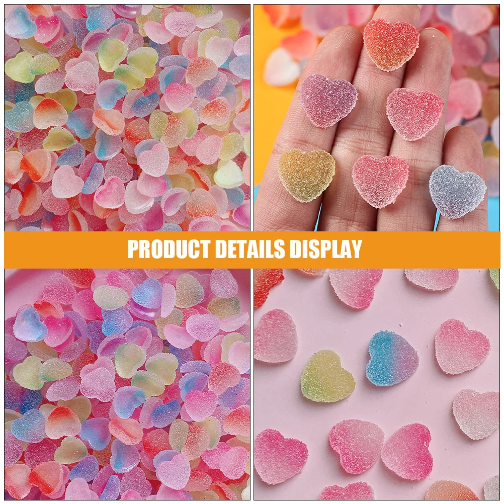 

50pcs Simulation Heart-Shaped Colorful Realistic Resin Models For Desktop Diy Decor Party Faux Small Candies Bulk