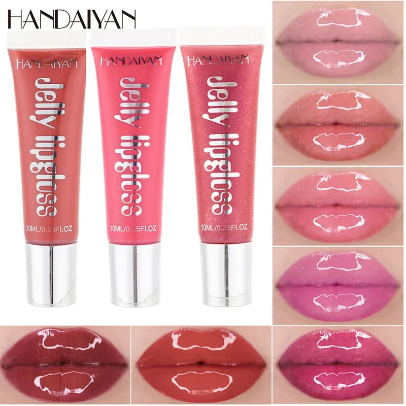 HANDAIYAN brillo de labios de gelatina de cristal transparente, loción antiarrugas, no pegajosa, reparación de larga duración, imprimación, bálsamo labial, cuidado, cosméticos