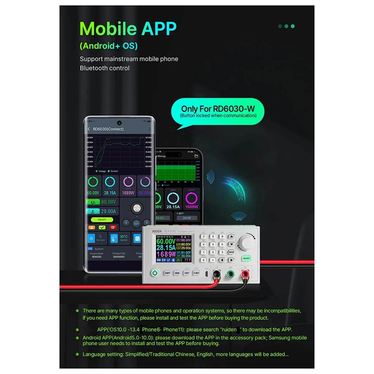 حار RD6030W 60 فولت 30A تيار مستمر قابل للتعديل StepDown الجهد مقاعد البدلاء موفر طاقة تنظيمي محول فرق الجهد شحن البطارية و 1500 واط PSU