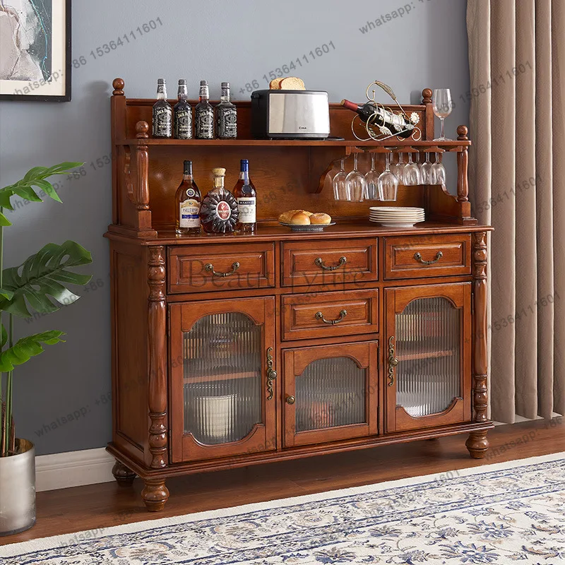 American all-solid wood multi-functional wine cabinet storage bowl locker AD225