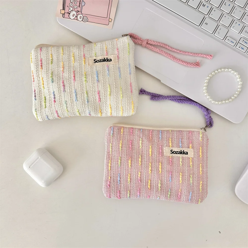 Kawaii pequeño viaje cosmético lápiz labial auricular Cable de datos bolsa de almacenamiento monedero mujeres portátil Mini bolsos de maquillaje cartera bolsa