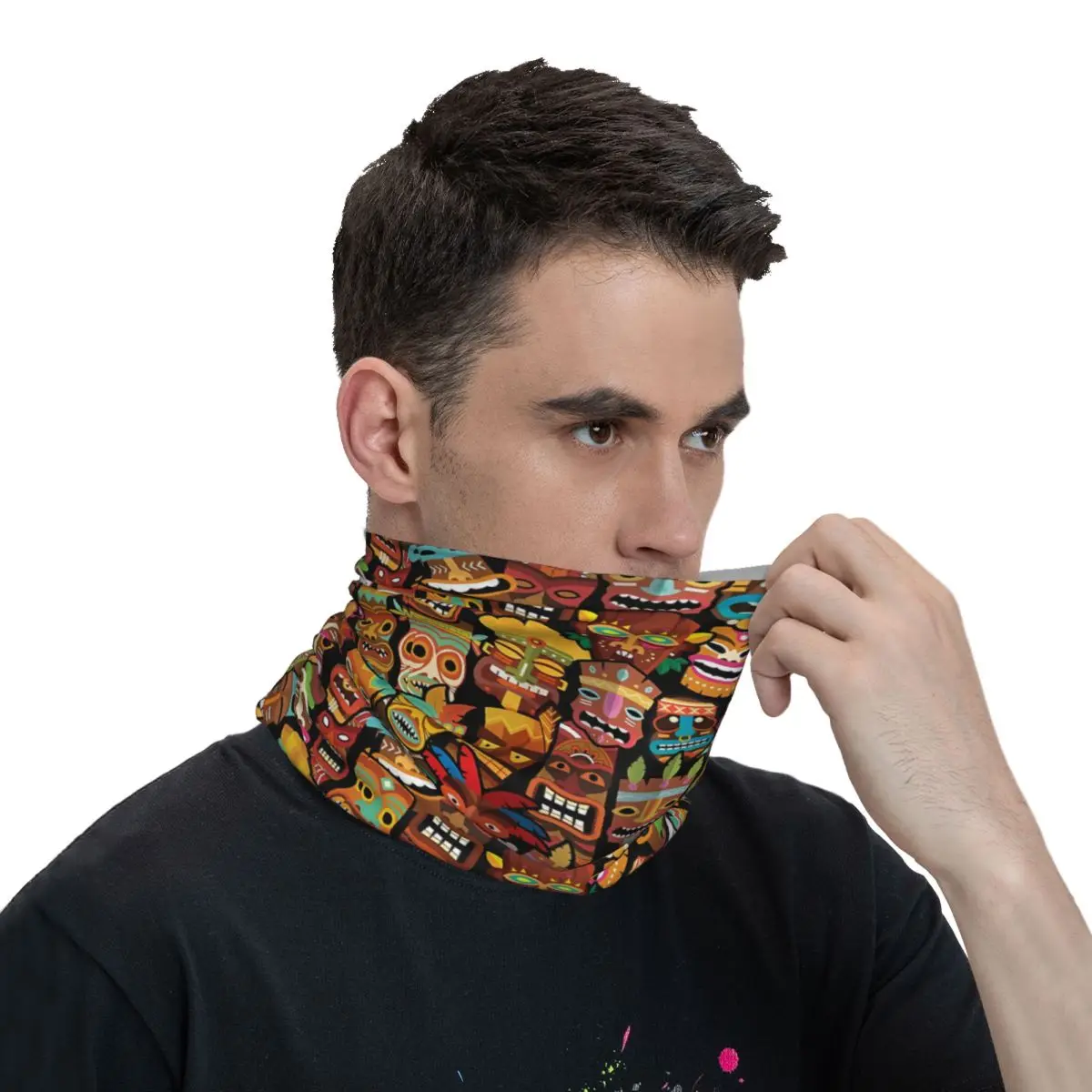 Tiki Pattern Thin Wrap bufanda Bandana cuello polaina cubierta de la cara diadema