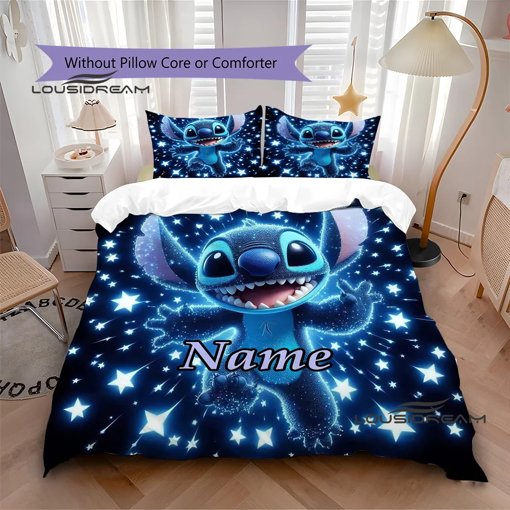 

Custom Name Cute Stitch Cartoon Duvet Cover Set 1 Duvet Cover & 2 Pillowcases Personalized Bedding Set for Women Teens