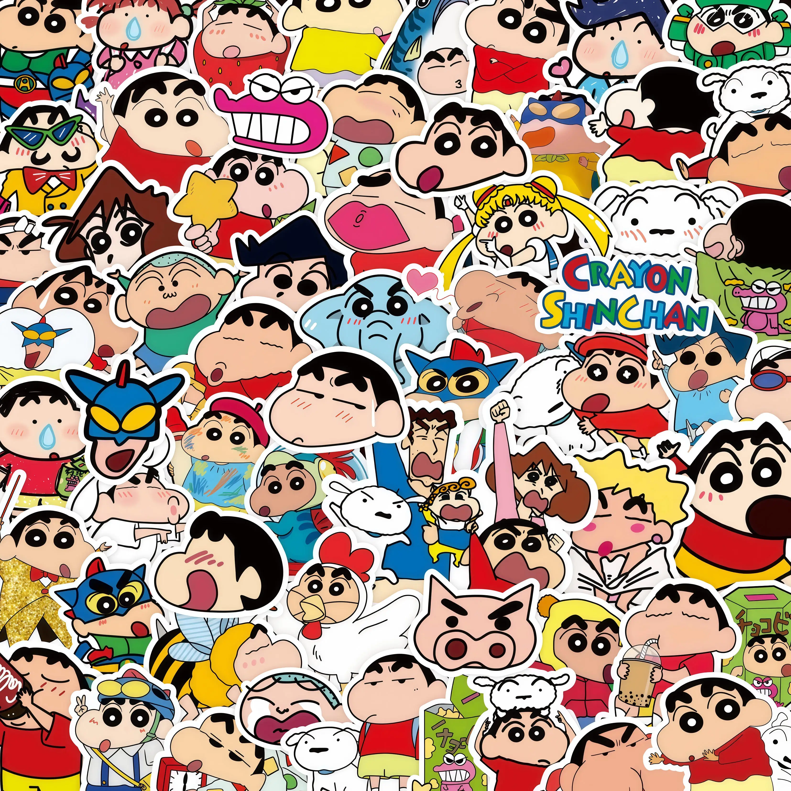 100PCS Cartoon Anime Crayon Shin Chan Stickers Kids Toys for Car Laptop Phone Stationery Decor Decals Waterproof Cute Sticker