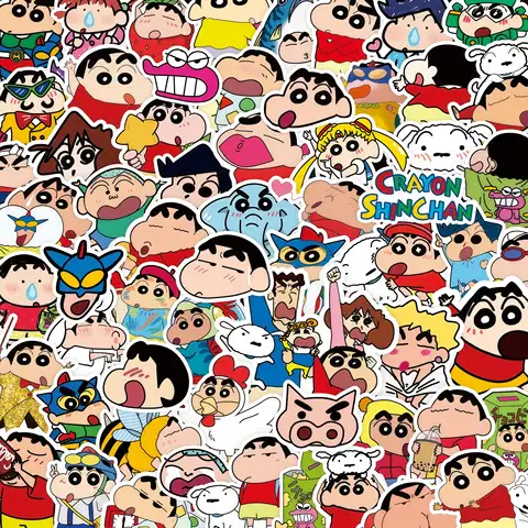 100PCS 만화 애니메이션 크레용 신찬 스티커 어린이 장난감 자동차 노트북 전화 편지지 장식 데칼 방수 귀여운 스티커