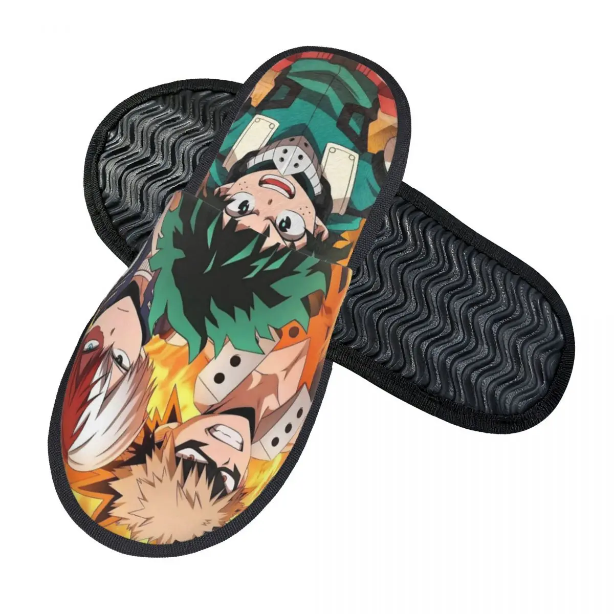 My Hero Academias Winter Cotton Plush Slippers Living Room Soft Memory Foam Slides Anti-skid