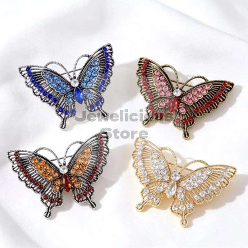 Rhinestone Butterfly Pin For Women Butterflies Brooches Insect Lapel Pin Banquet Party Backpack Gifts Jewelry Accessories