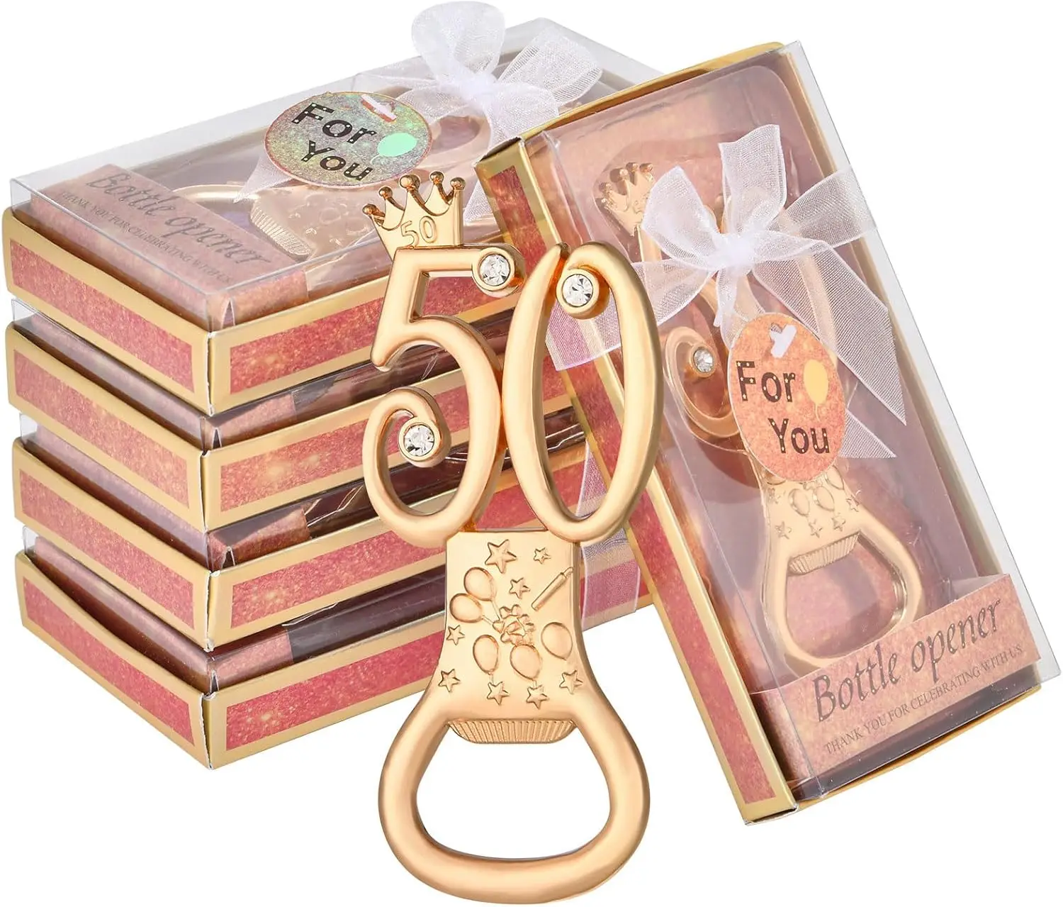 

24 шт. золотые открывалки для бутылок на 50-летие, сувениры на годовщину, подарки для гостей, корона, пиво, подарок для дня рождения, вечеринки