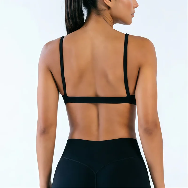 HISTELLO Impact Scoop Neck BH Damen Rückenfreier Fitness Gym Unterwäsche Nahtloser Workout Yoga BH Sexy Stoßfester Lauf-Sporttop – Detail 5