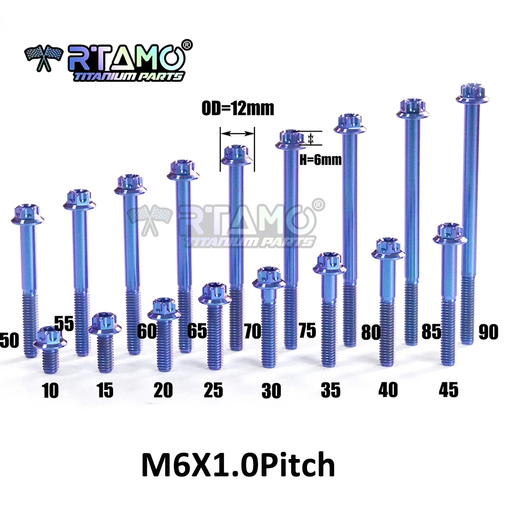 RTAMO Gr5 Titanium Bolts M6X10-130mm Torx Gear Head Crankcase Engine Clutch Screws CNC Fasteners