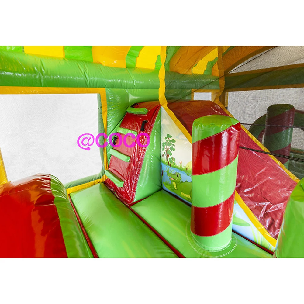 free ship to sea port,crocodile inflatable bouncy combo, newest custom inflatable jumper house with slide