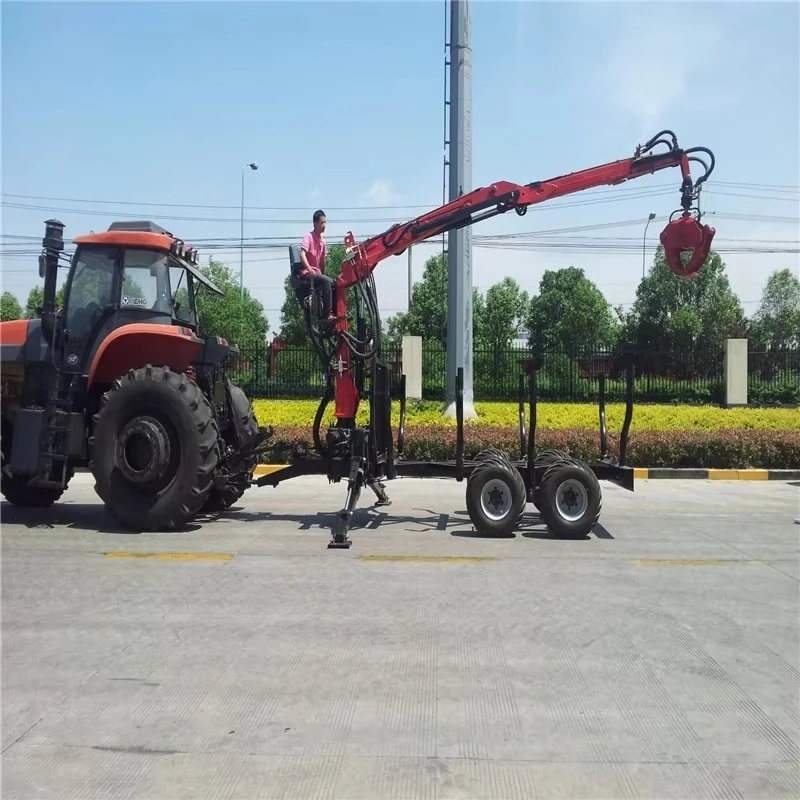 Hydraulic Log Grapple Trailer Hardened Grapple Jaw Anti-Collision Chassis Outdoor Forest Log Farm Transport Trailer