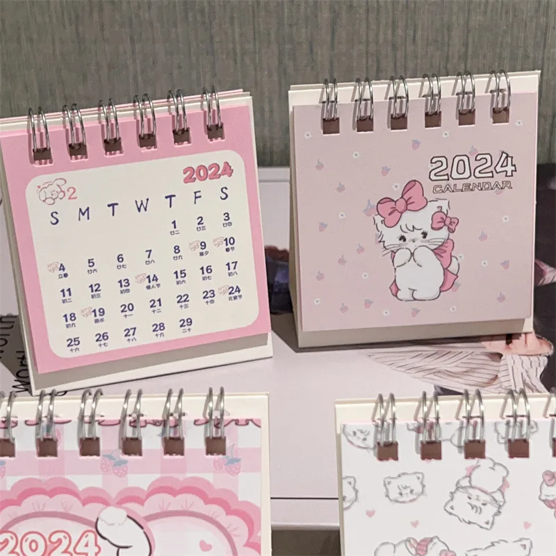 2024 Calendar Delicate Cute Desk Refreshing Mini Desktop Note Coil Calendar Book Office School Supplies