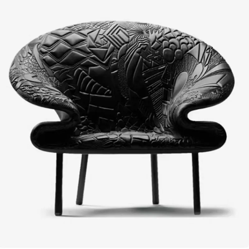 

Sofa leather printing pattern personalized reception chair balcony leather art special-shaped single chair