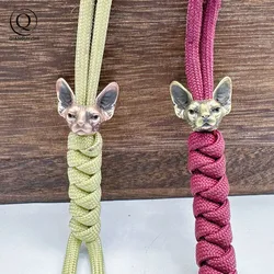 Canadian Hairless Cat Brass Knife Beads Outdoor EDC Umbrella Rope Pendants DIY Paracord Bracelets Accessories Lanyard Hangings