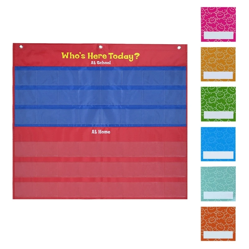 

Classroom Attendance Pocket Chart, 48 Pockets Wall Hanging Chart Management Storage Bag Phone Holder Hanging