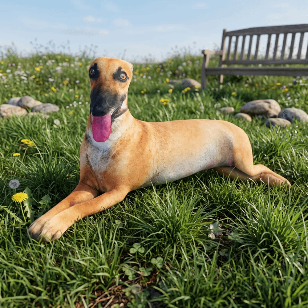 Realistic Simulated Greyhound Pillow 3D Printed Lifelike Pillow Long Bolster Brown Greyhound Stuffed Animal Sleeping Companion