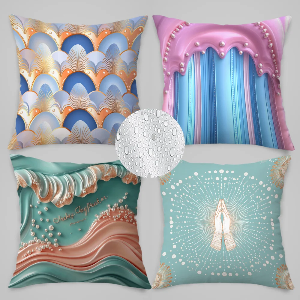 Elegant waves pearl design digital printing pillow cover Short plush Suitable living rooms bedrooms sofas throw cushion cover