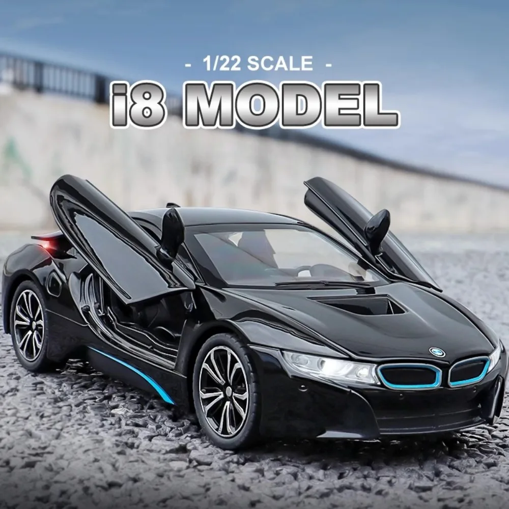 1:22 Scale I8 mc20 กีฬารถของเล่นDiecastโลหะดึงกลับจําลองเสียงหรูหรารถยนต์รุ่นคอลเลกชันเครื่องประดับ