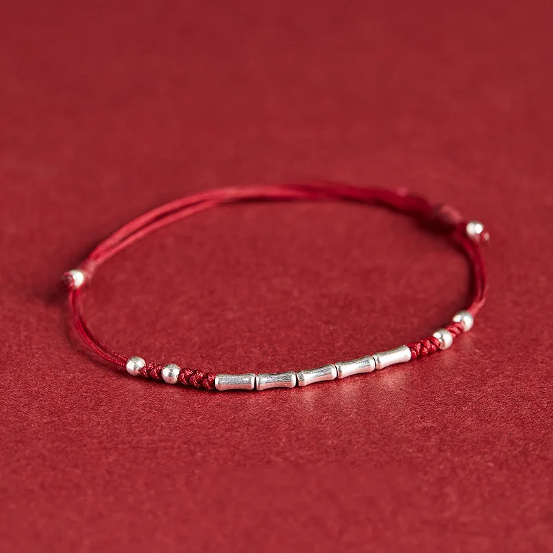 2023 Lucky Bamboo Hand Rope Handwoven Red Bracelet with Chinese Style for Women