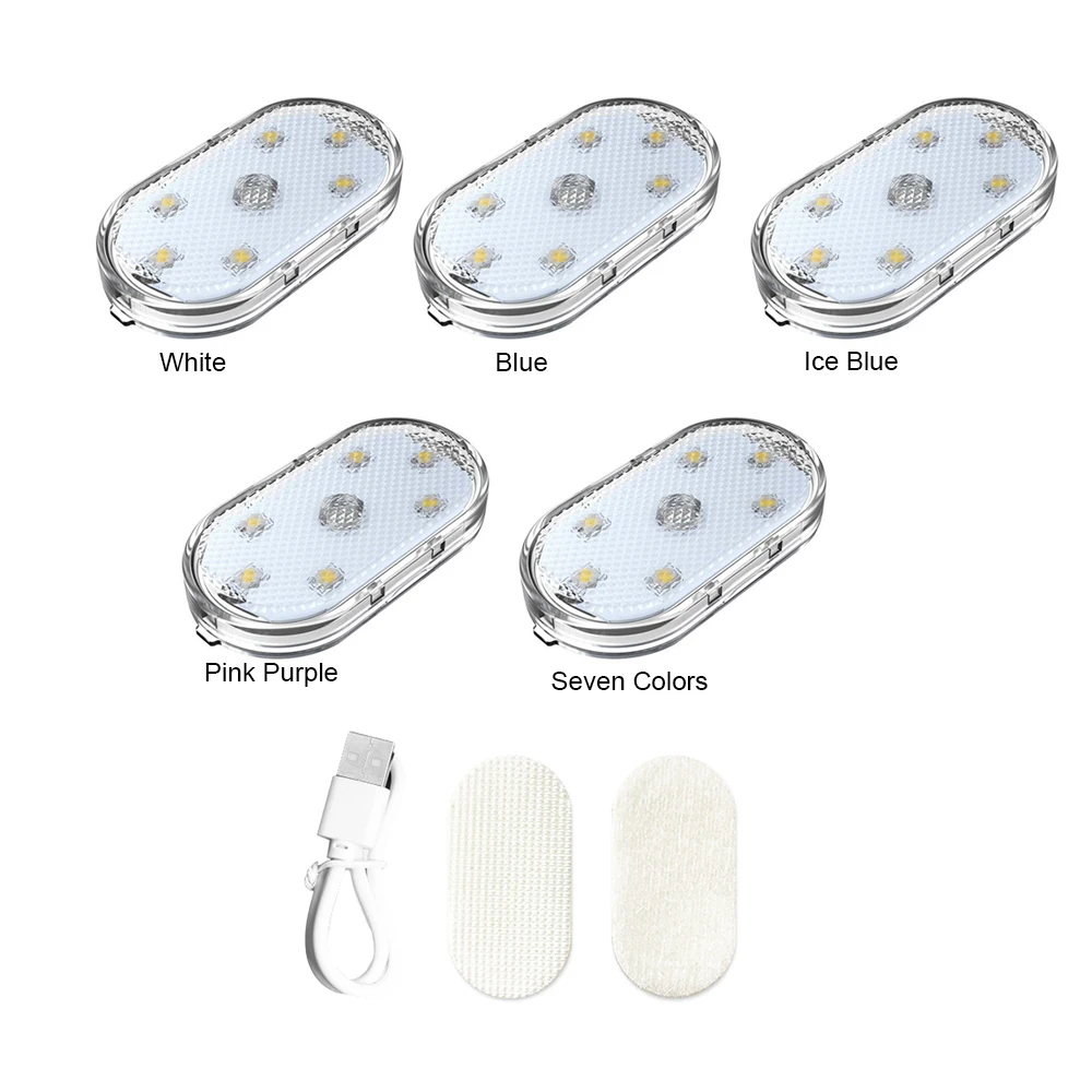 

1PC Transparent Touch Sensor USB Interior Light LED Lamp Car Ceiling Lamp Reading Light Car Decorations Roof Interior Lighting