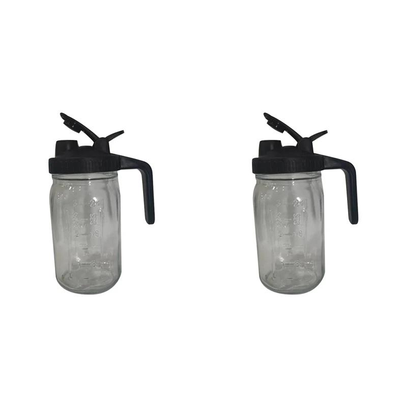 2X 32Oz Mason Jar Pour Spout Lid -Glass Pitcher With Lid ,Breast Milk Pitcher,Seal For Juice,Milk,Coffee,Tea,Lemonade