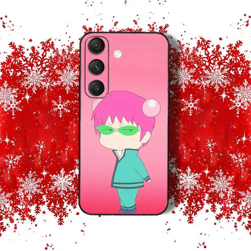 S-SaikiS Linda funda de teléfono KusuoS para Samsung S22,S24,S20,S25,S23,S30,S21,Ultra,Plus,Fe,Lite 4G,5G funda suave negra