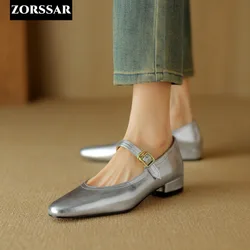 New Patent Leather Women Flat Shoes Fashion Shallow Ladies Casual Soft Mary Jane Shoes Outdoor Dress Flat Ballet Shoes Silver