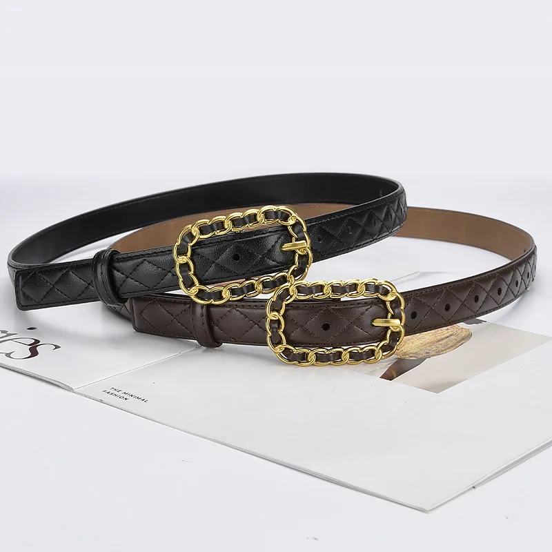 

With Casual Belt Women's Two-layer Cowhide Belt Thin Belt