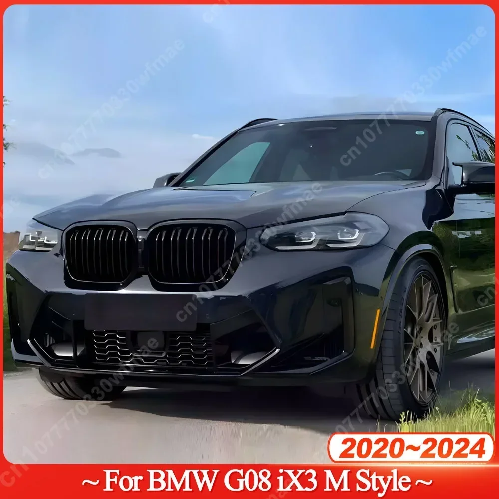 

Front Bumper Kidney Grille Racing Grills Double Line For BMW G08 iX3 M Style 2020 2021 2022 2023 2024 Gloss Black Bodykit Tuning
