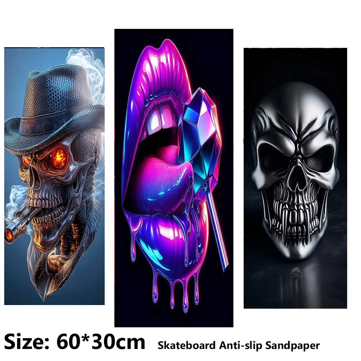 

Sexy lips Skull Horror Pattern Electric Scooter Anti-slip Sticker Sandpaper Skateboard Grip Tape Sheet 60*30cm