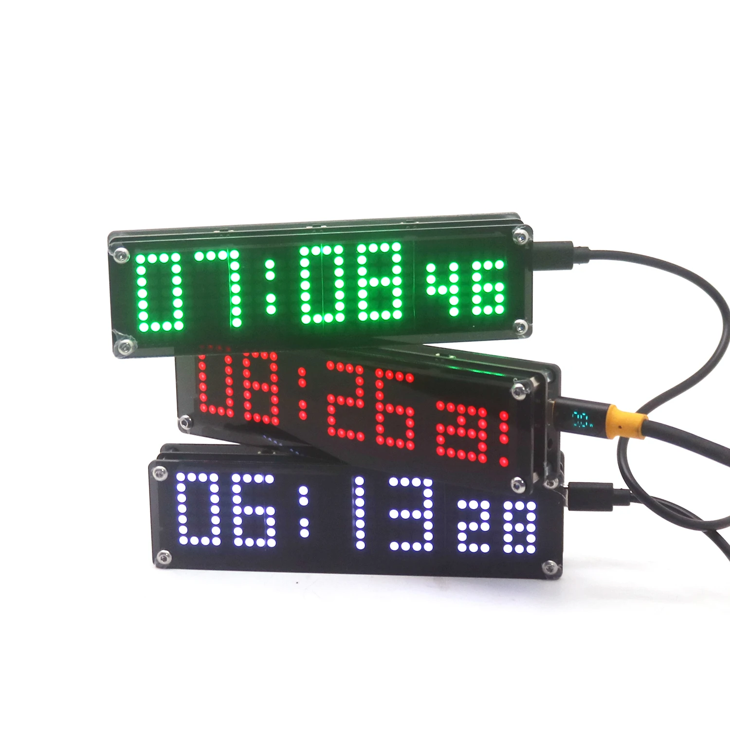 WiFi Clock W Second Audio Music Spectrum Level Meter LED Dot Matrix Display Time 12/24H TYPE-C USB POWER Desktop Office Home
