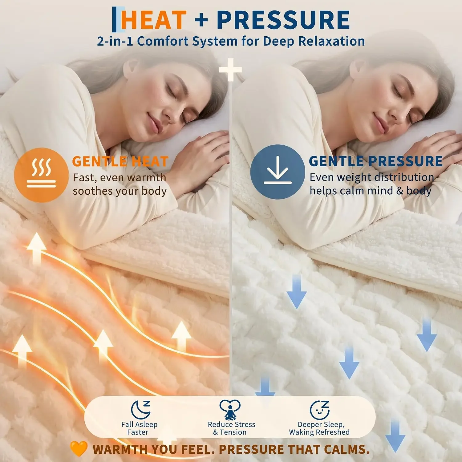Heated Weighted Blanket for Adults 15 lbs, 48