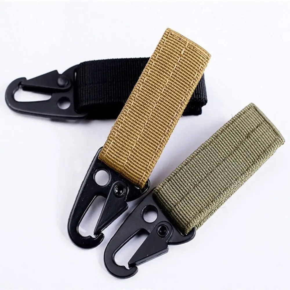 

Tactical Nylon Webbing Hanging Belt Key Hook Carabiner Clip Molle Buckle