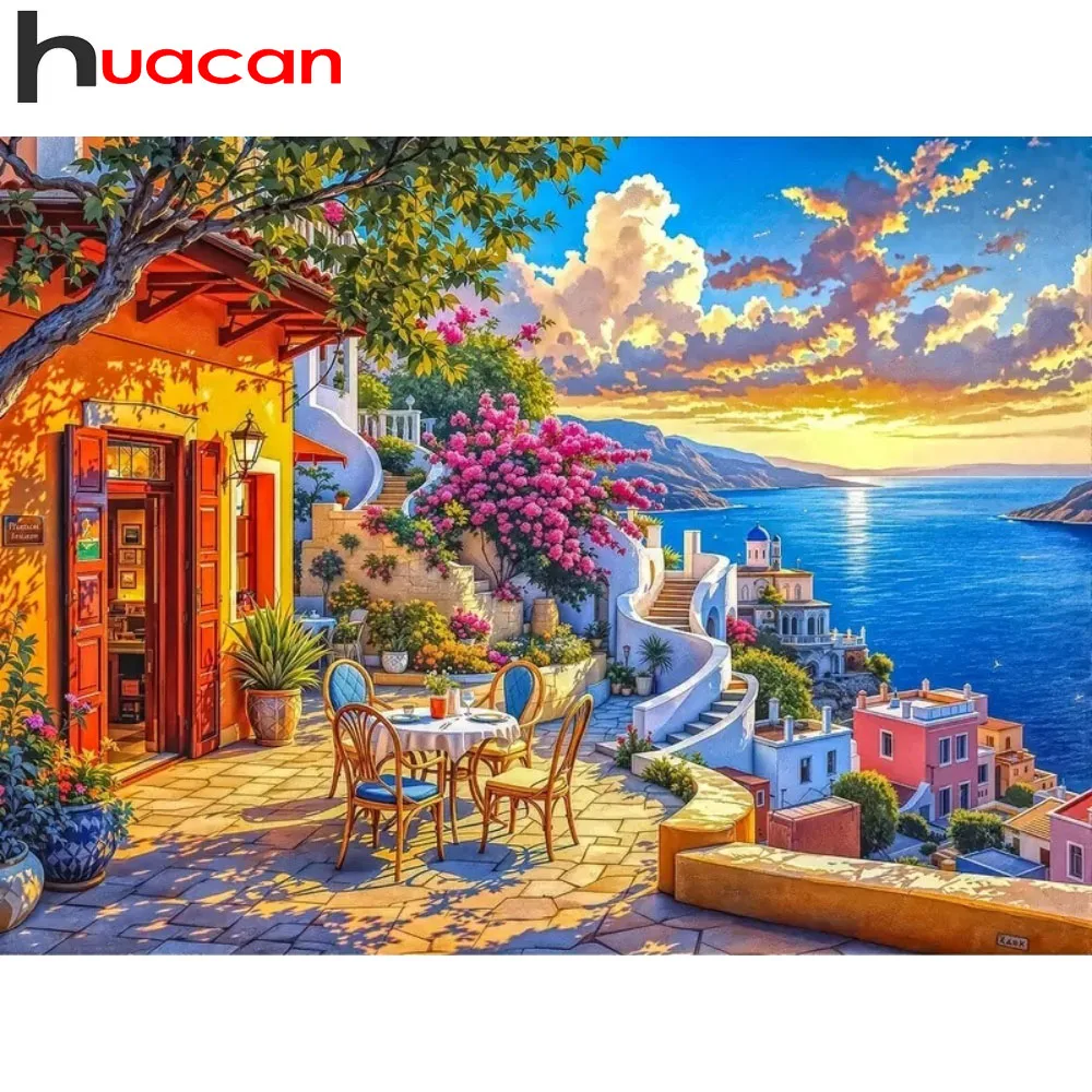 

Huacan алмазная живопись приморский фэнтезийный пейзаж холст мозаика принты фотографии настенное искусство гостиная украшение дома