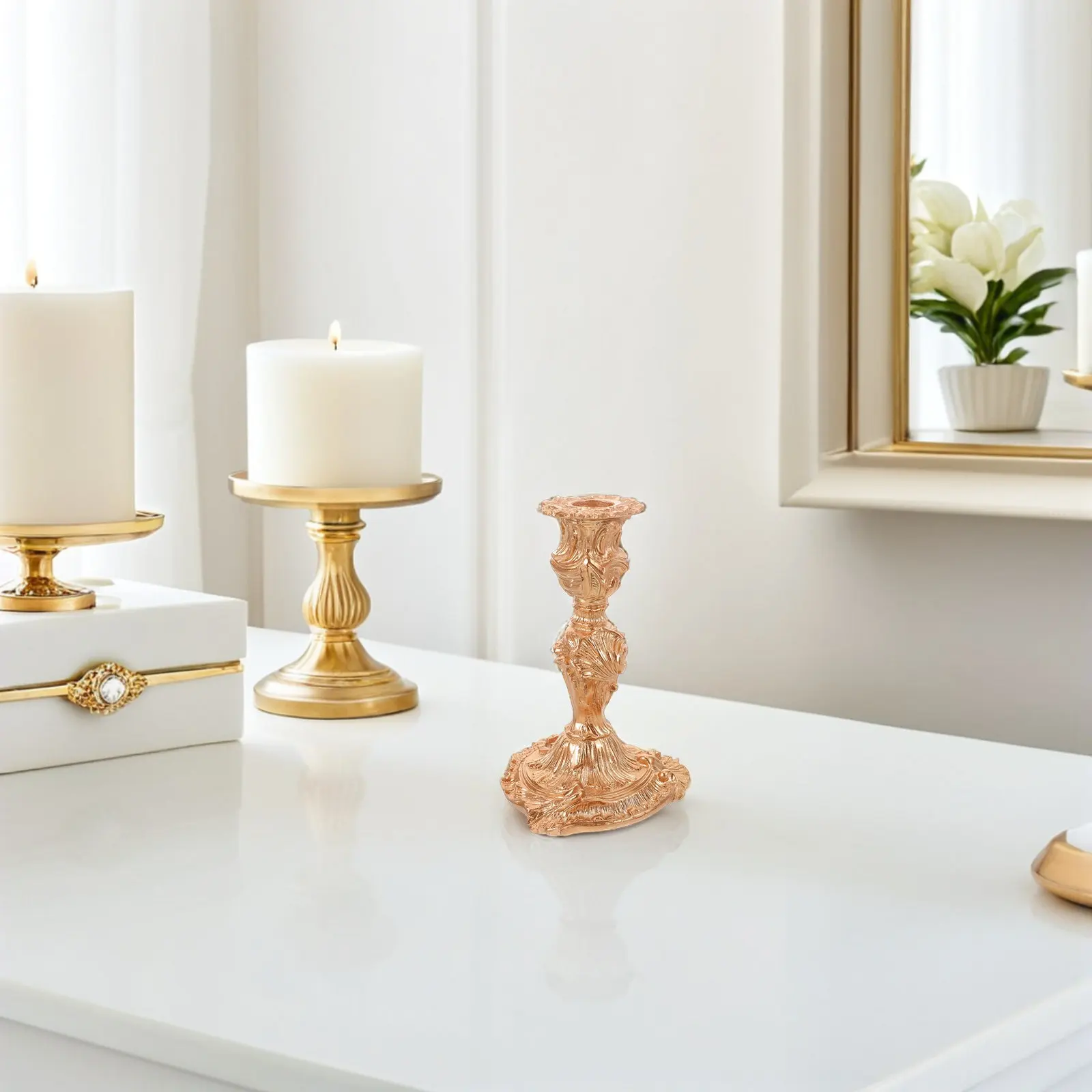 Baroque Resin Holder Vintage Romantic Dining Table Centerpiece Wedding Decoration Resin Candlestick Votive Holder