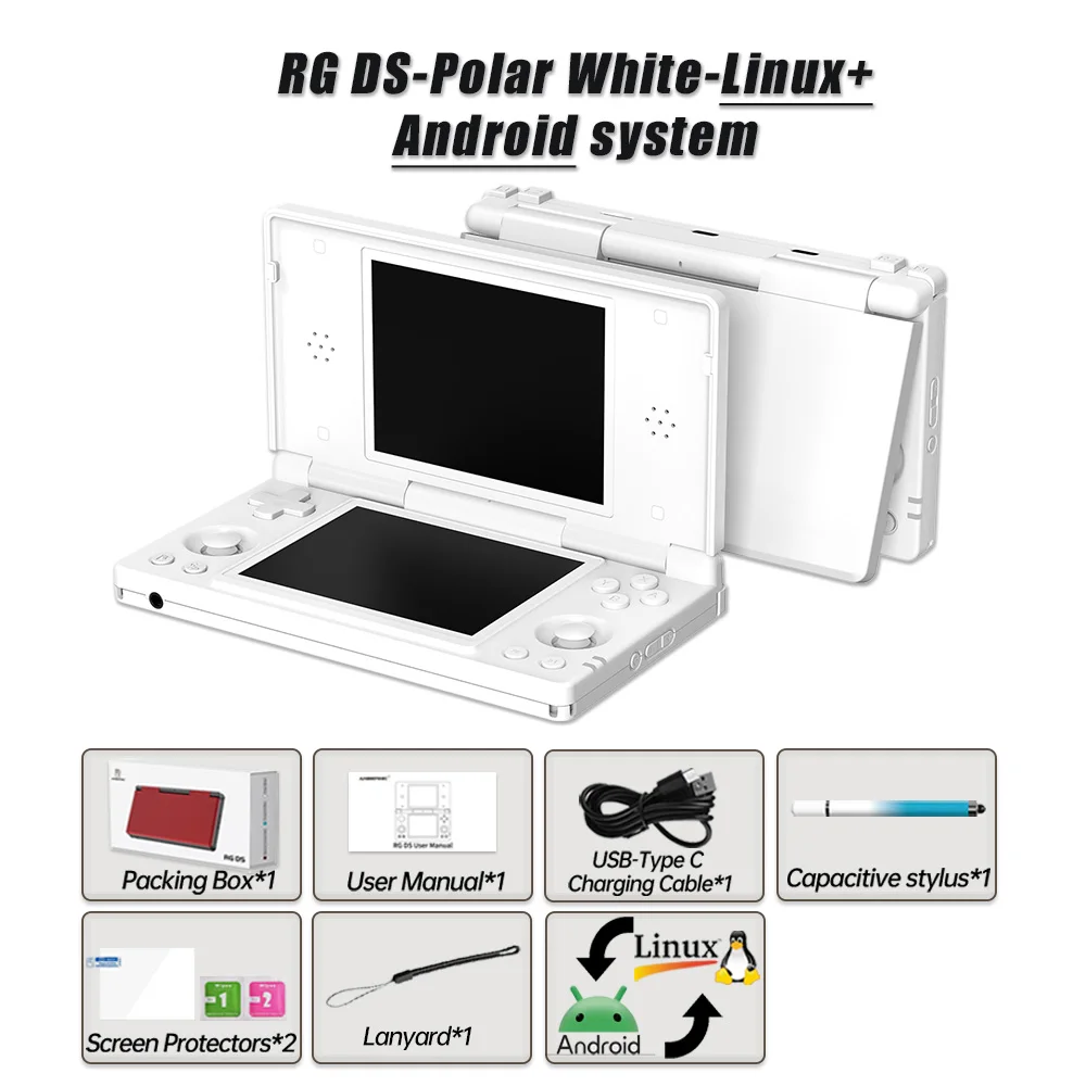 Anbernic RG DS Retro Videogameconsole 4 inch IPS Dual Multi-touch scherm Android 14 Flip Game Player RGDS als kerstcadeau