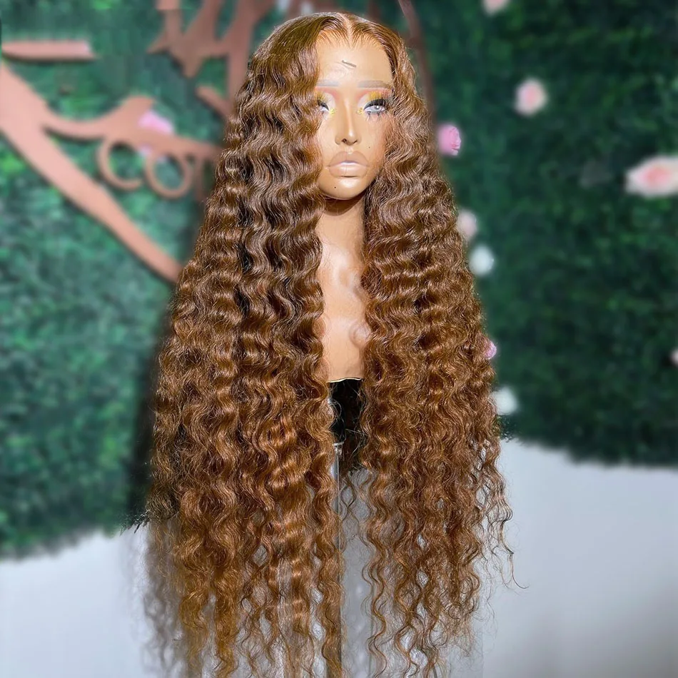 Suave 26 pulgadas marrón Natural sin pegamento 180 densidad Largo rizado peluca con malla frontal para mujeres negras con pelo de bebé prearrancado diario