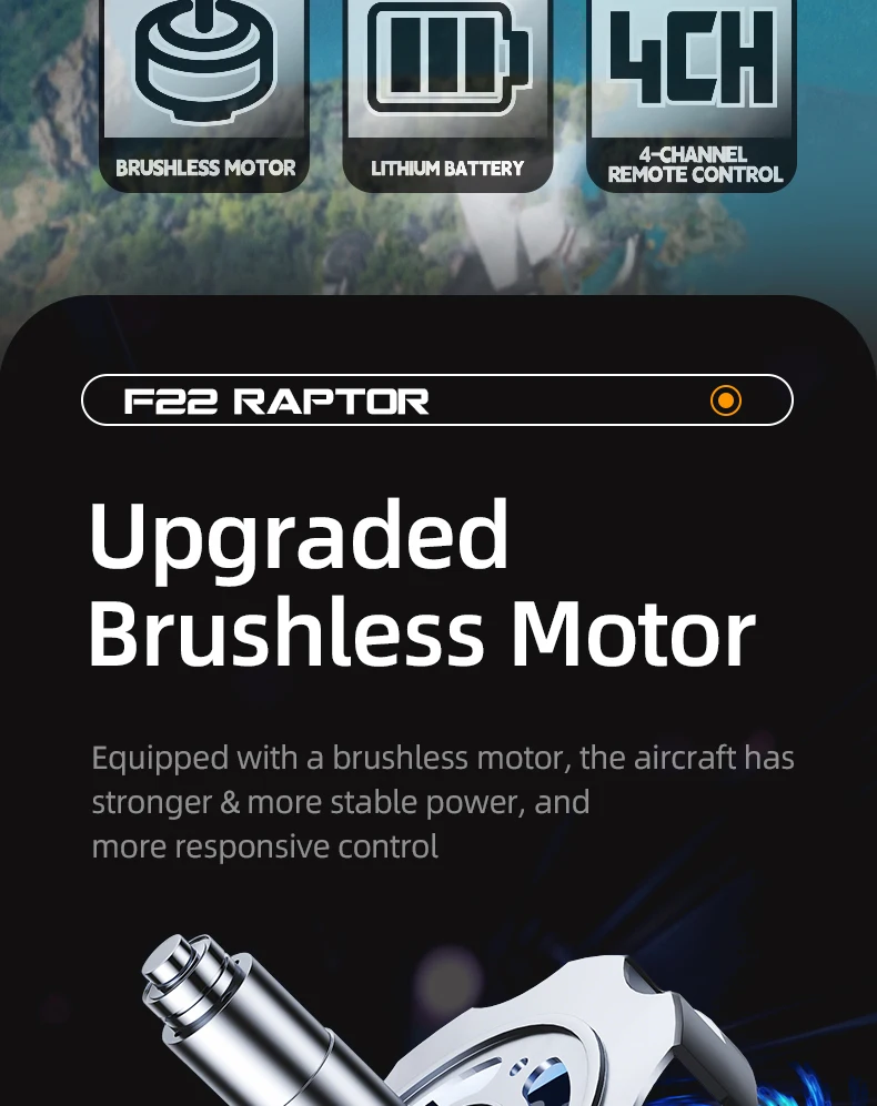 BM31 F22 Brushless RC Fighter 2.4G 4CH Remote Control Airplane EPP Foam Electric Model 490MM Biger Glider Toys for Adults