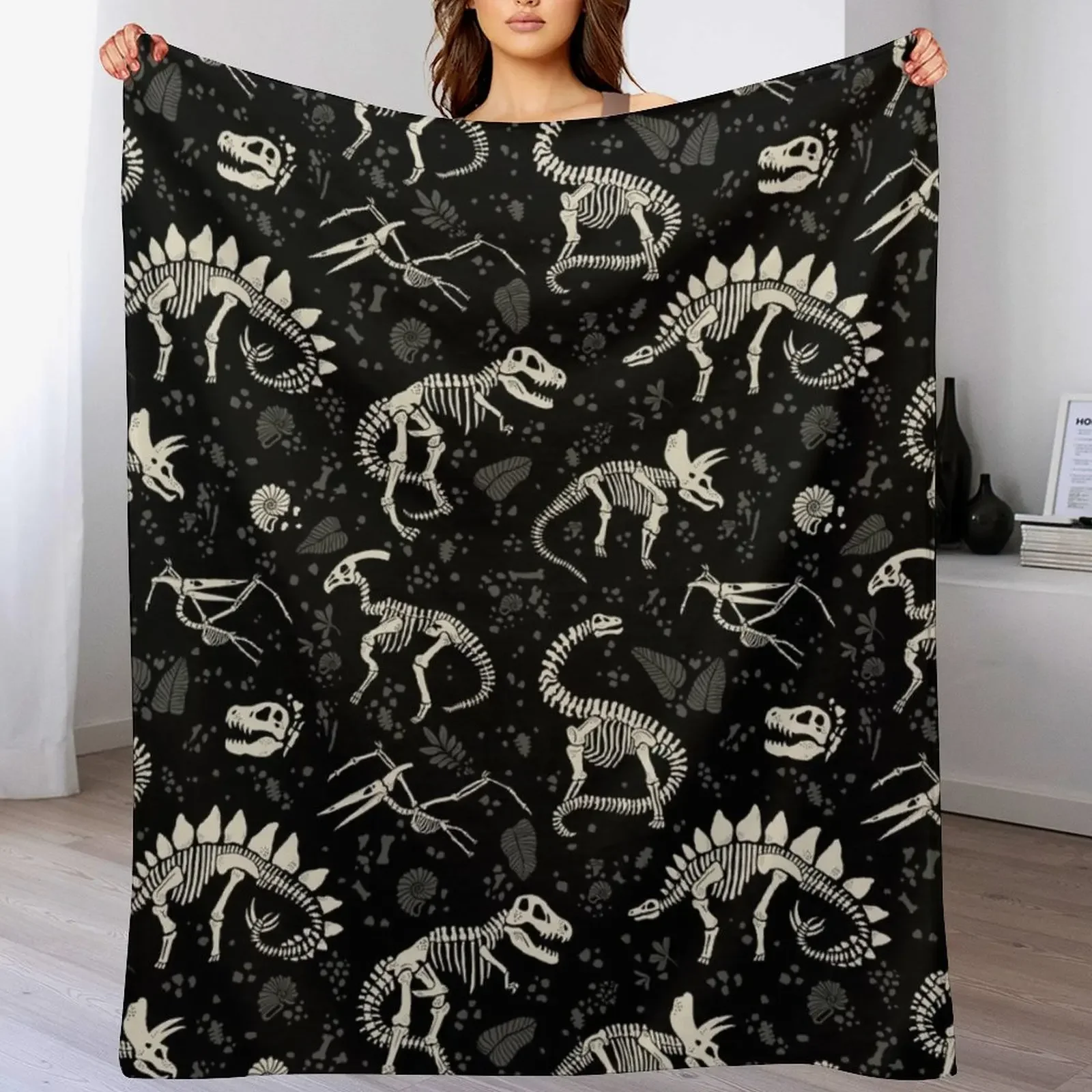 

Excavated Dinosaur Fossils Throw Blanket Warm Comfortable Blanket for Office Napping