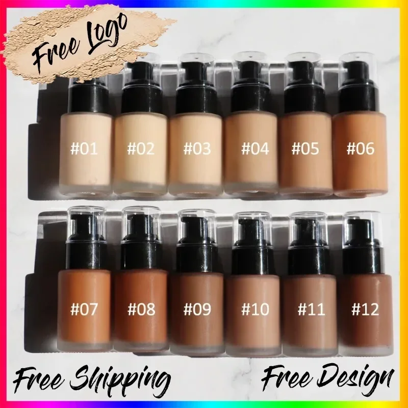 

Private Label 12colors Hydrating Liquid Foundation Natural Lasting Waterproof Oil Control Brightens High Coverage Face Makeup