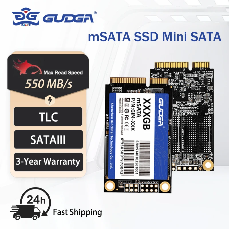 GUAGA msata SSD 512 GB 256 GB 128 GB 64 GB Mini SATA SSD Wewnętrzny dysk twardy 3D NAND Flash SATA III 6 Gb/s MSATA SSD Drive do laptopa Notebook Komputery PC i biuro / Przechowywanie / Dyski półprzewodnikowe