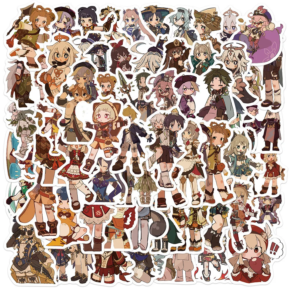 10/30/60pcs Cartoon Genshin Impact Stickers Cute Anime Game Decals Toy DIY Motorcycle Laptop Helmet Kawaii Graffiti Sticker Pack